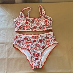 Women’s High Waisted Red & White Bikini